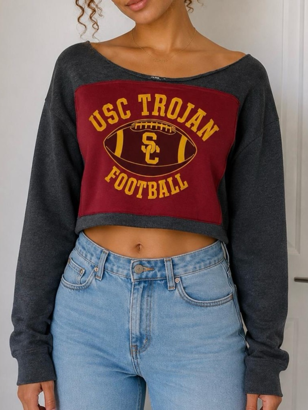 USC Trojans  Crop  Vintage Reworked Sweatshirt Small